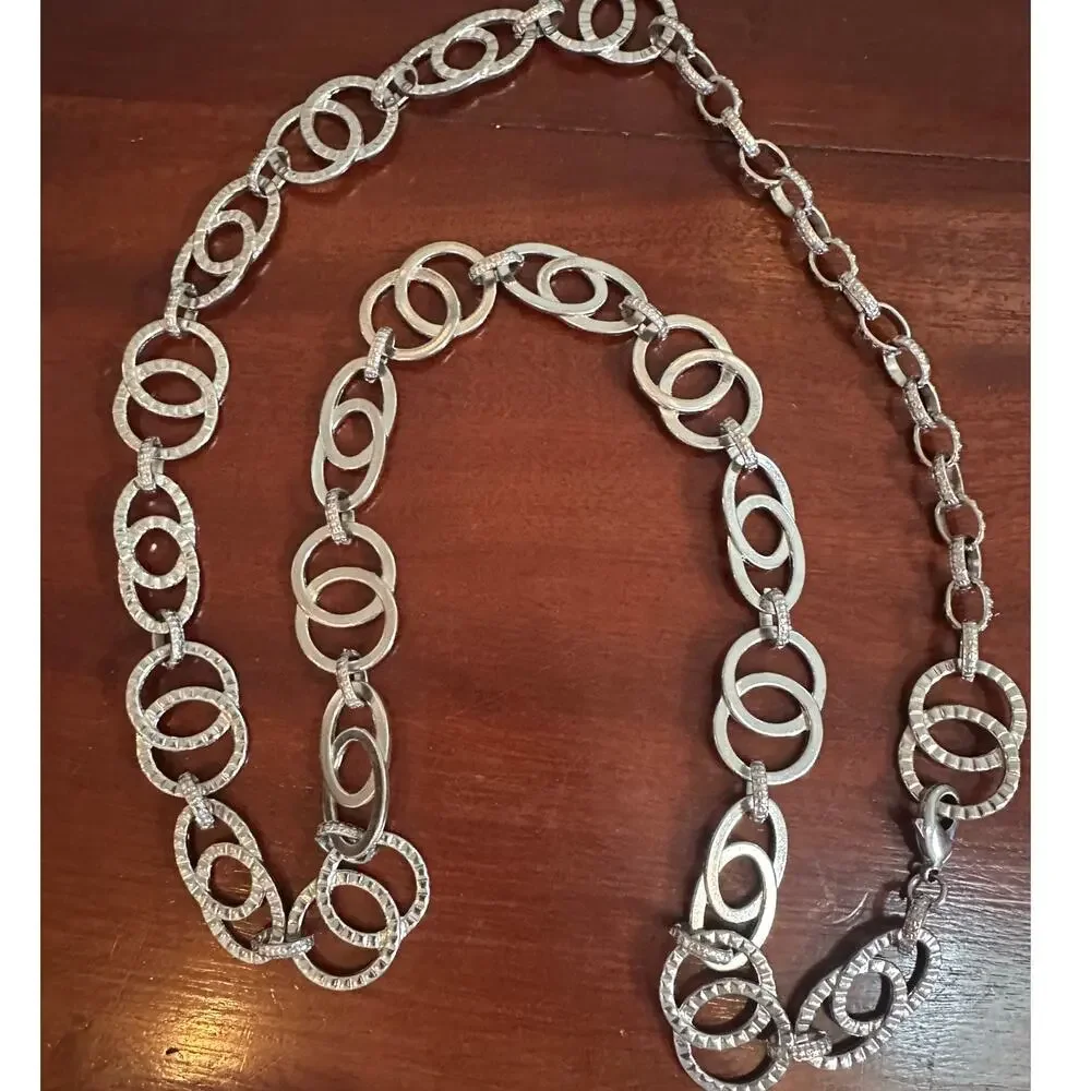 Waist Chain Belt Silver tone Interlocking Round Circles Retro 80s 90s y2k